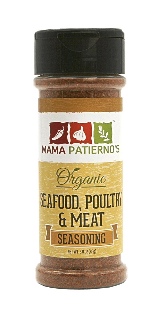 Mama Patierno's Organic Seafood, Poultry & Meat Seasoning front label
