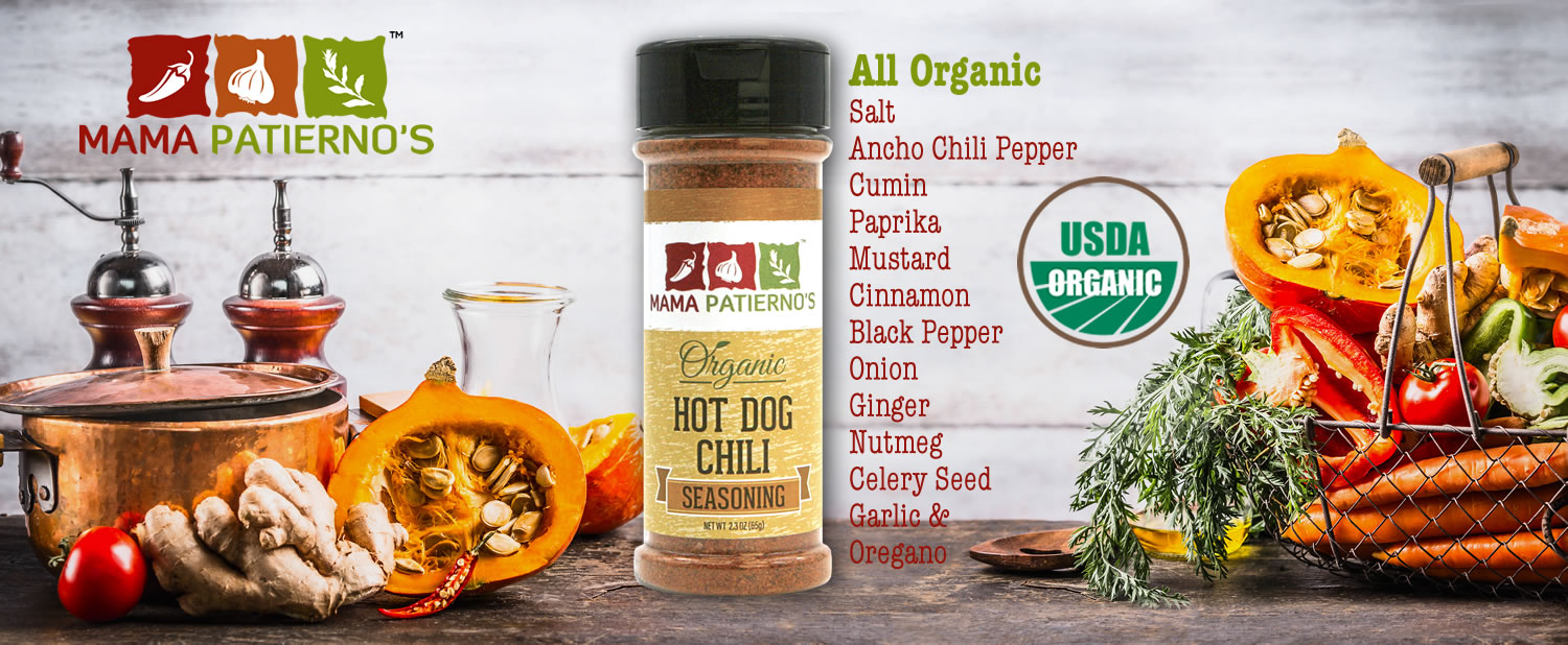 Mama Patierno's Hot Dog Chili Seasoning - image of Chili Seasoning with ingredients listed