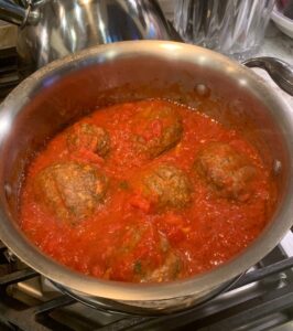 Mama's Authentic Italian Meatball recipe in the pot