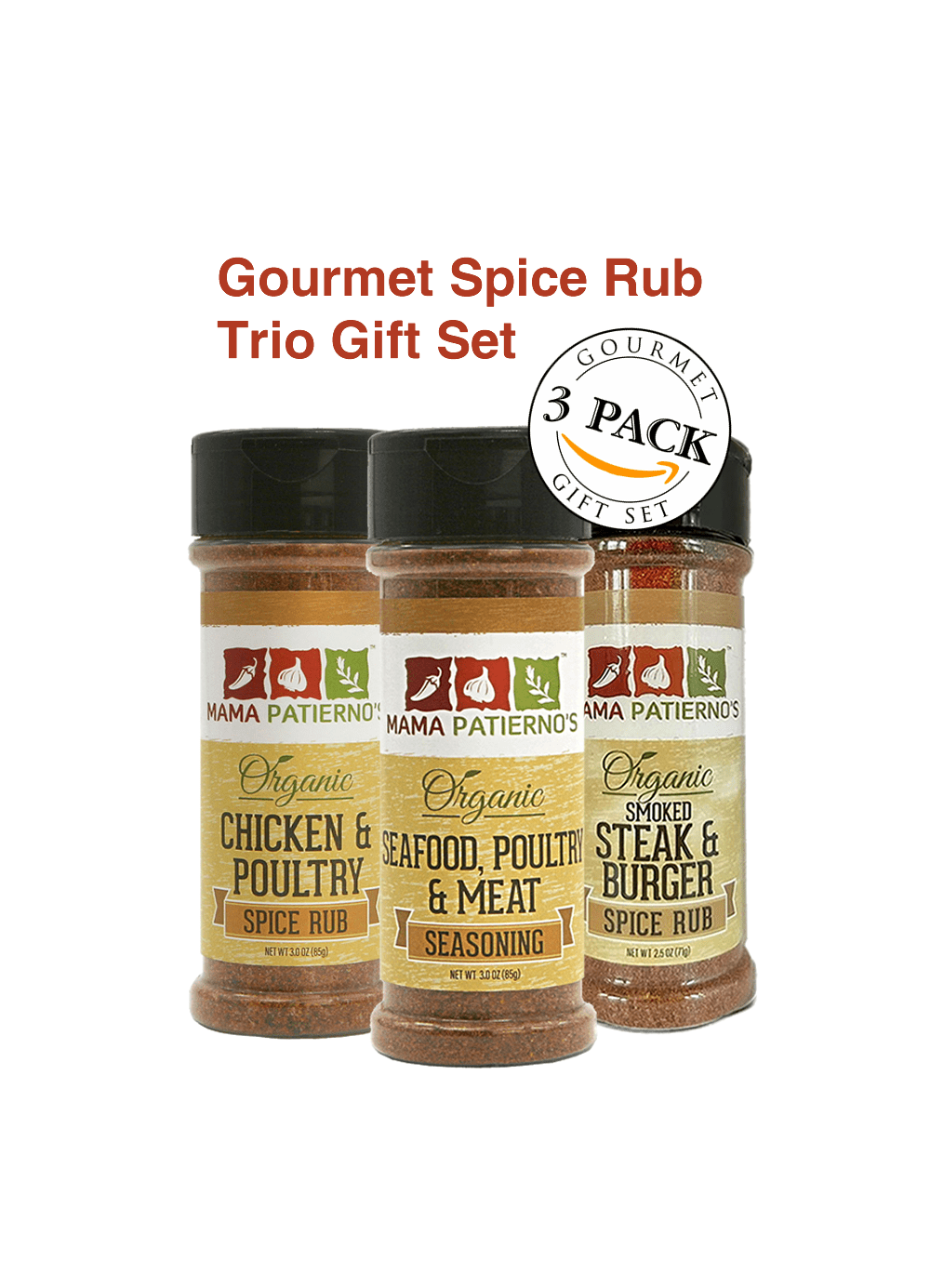 Organic Rub Trio for Steak, burgers, chicken, poultry, seafood and meats