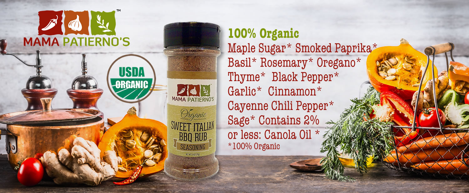 Mama Patierno's Organic Sweet Italian BBQ Rub Header Image.
